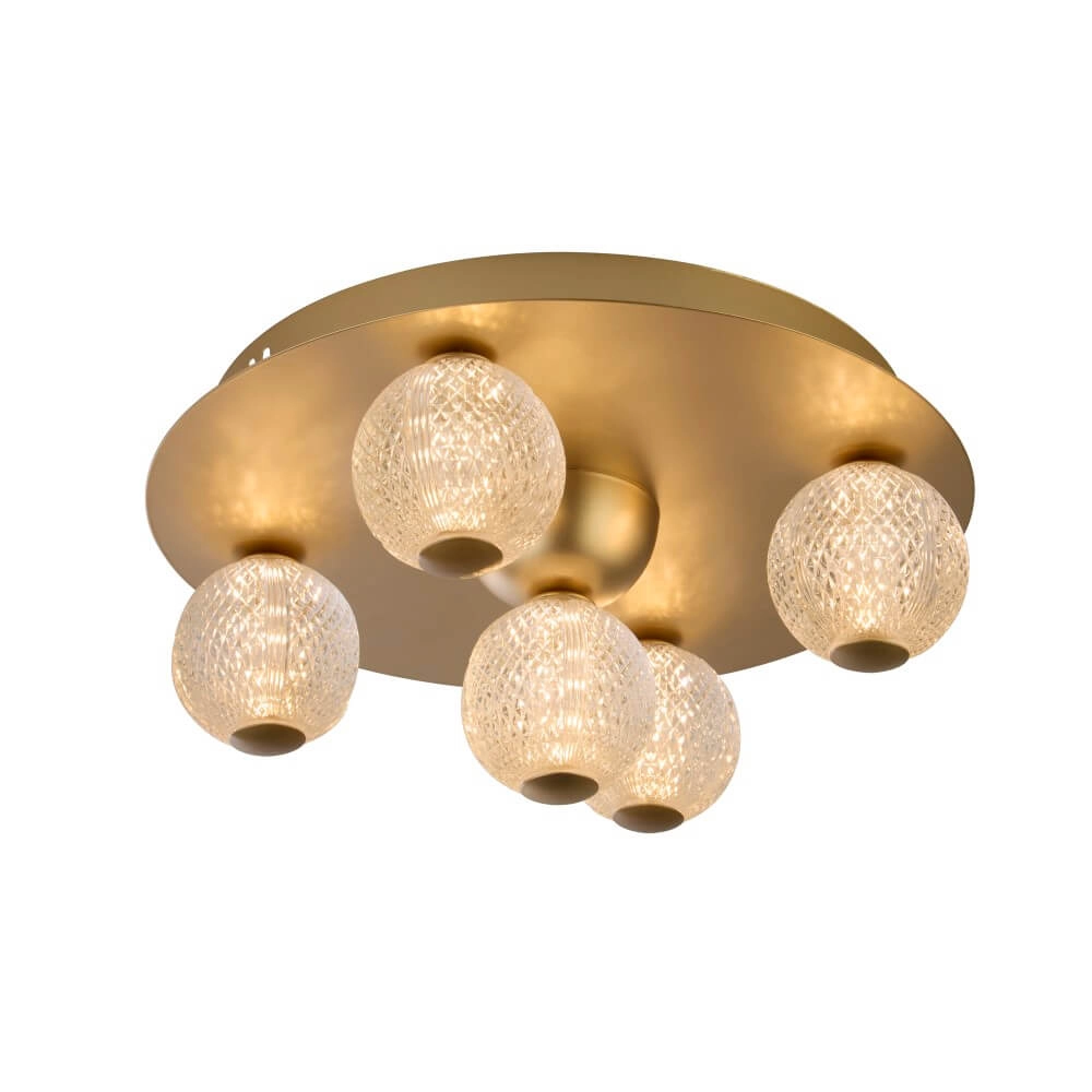 5-lichts plafondlamp Asteroid goud