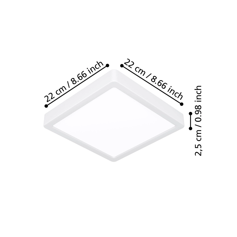 Led plafonnière Fueva 6 vierkant - wit - 22x22cm Eglo 9008606330195