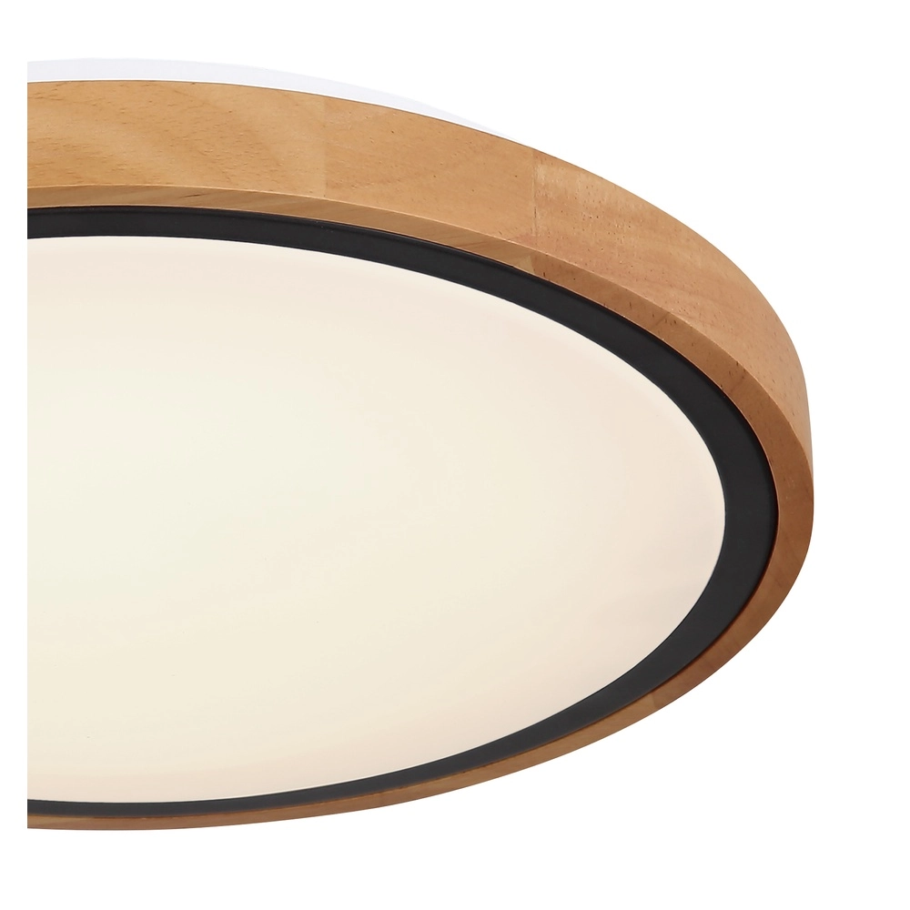Plafondlamp Bruno Ø 30,7cm zwart met hout Globo 9007371430468