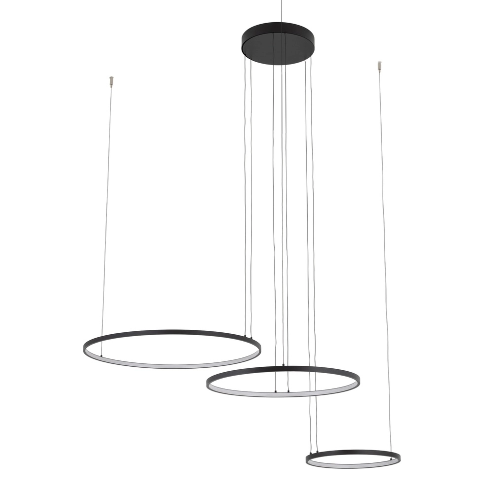 Design hanglamp Circolo Led 3 ringen zwart Lyora 5903139116480