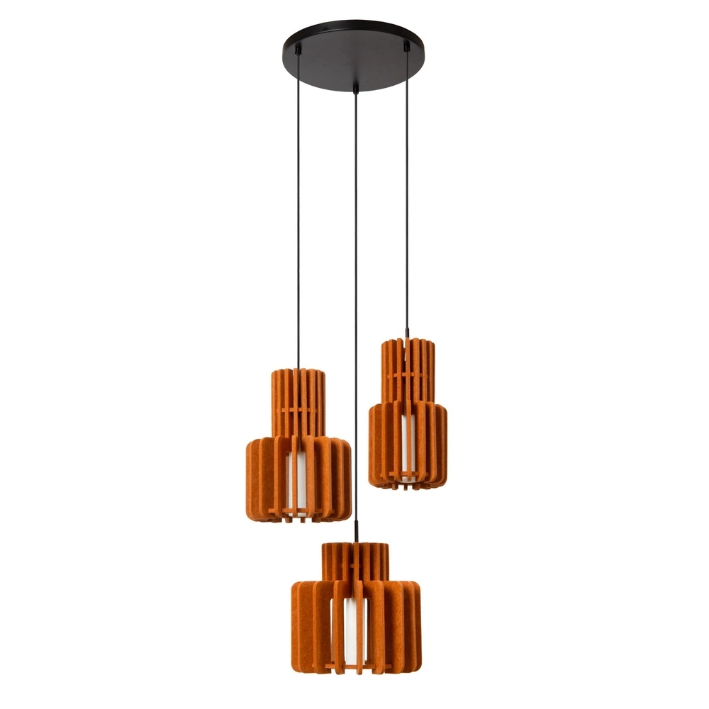 Design hanglamp Rollo 3-lichts terracotta