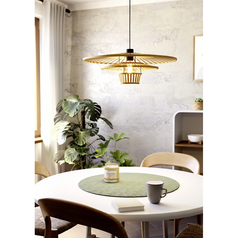 Houten hanglamp Lydney Ø 57cm Eglo 9002759440121