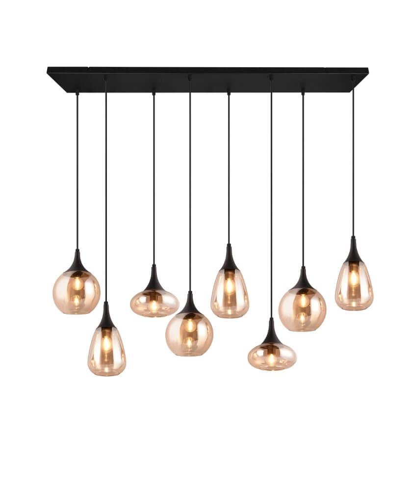 8-lichts hanglamp Lumina met amber glas Trio 4017807577679