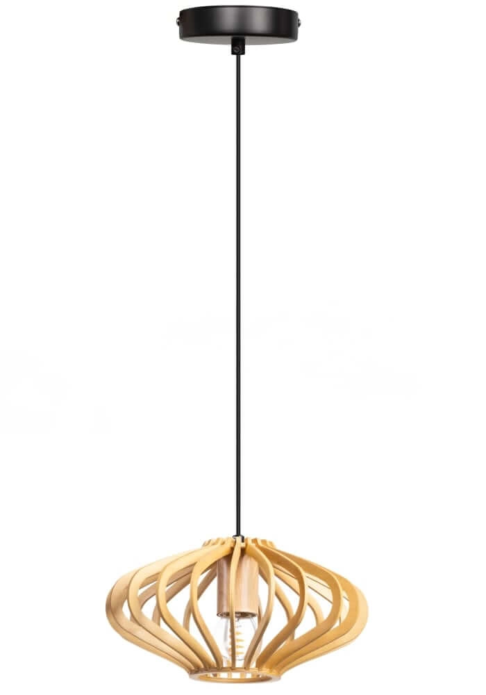 Houten hanglamp Tess Ø 25cm plat