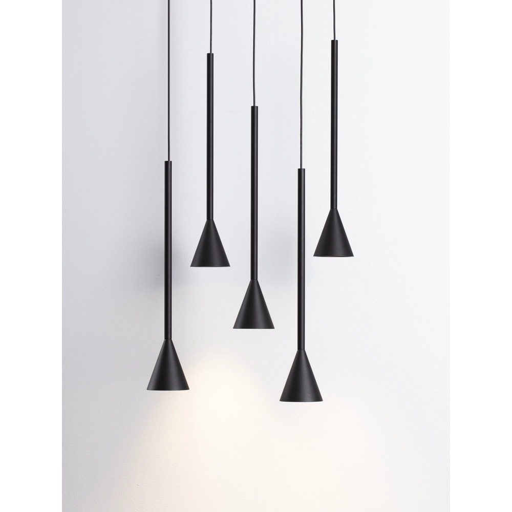 Hanglamp Net rond 5-lichts zwart
