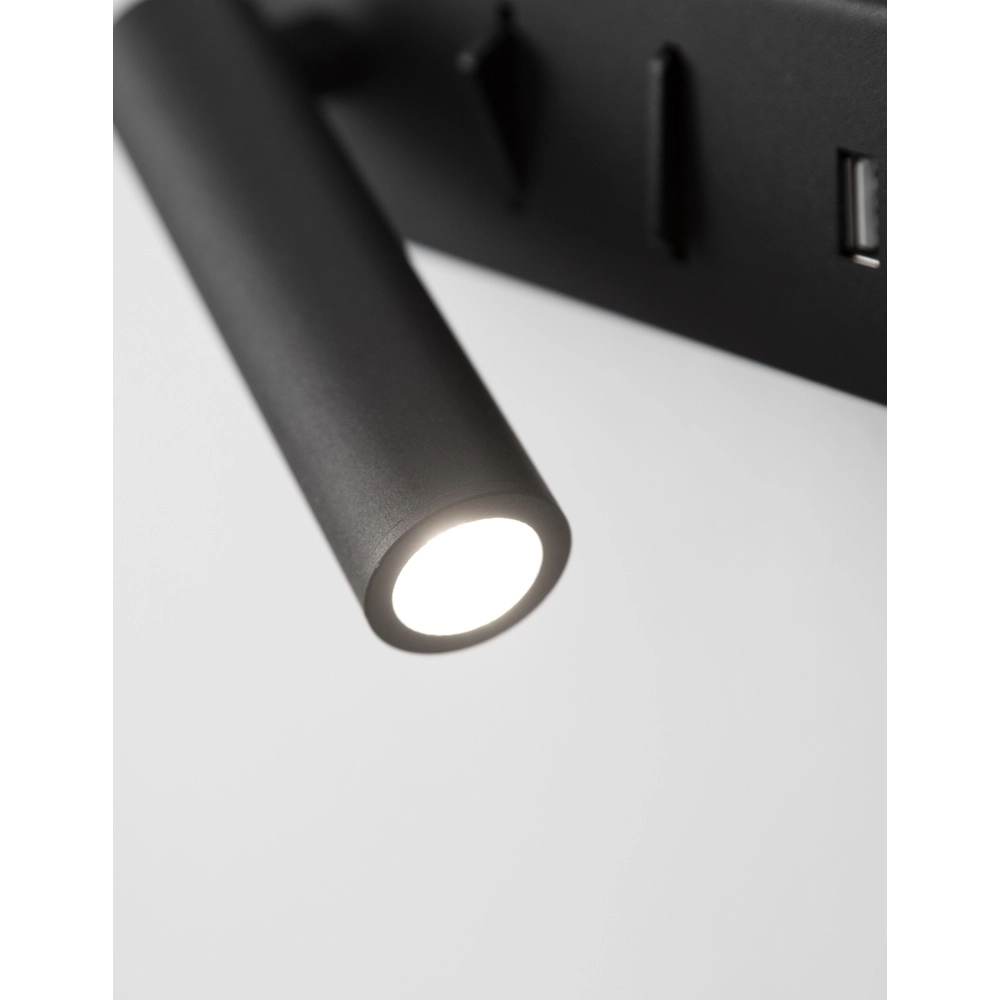 Bedlampje Vida links zwart met usb Lyora 5212017427847