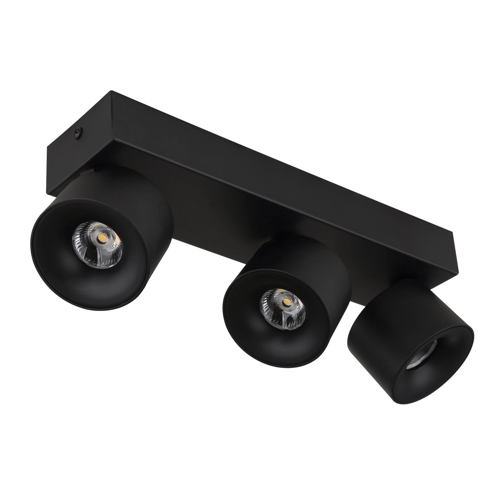 Strakke plafondlamp Rae 3-lichts zwart Globo 9007371456642