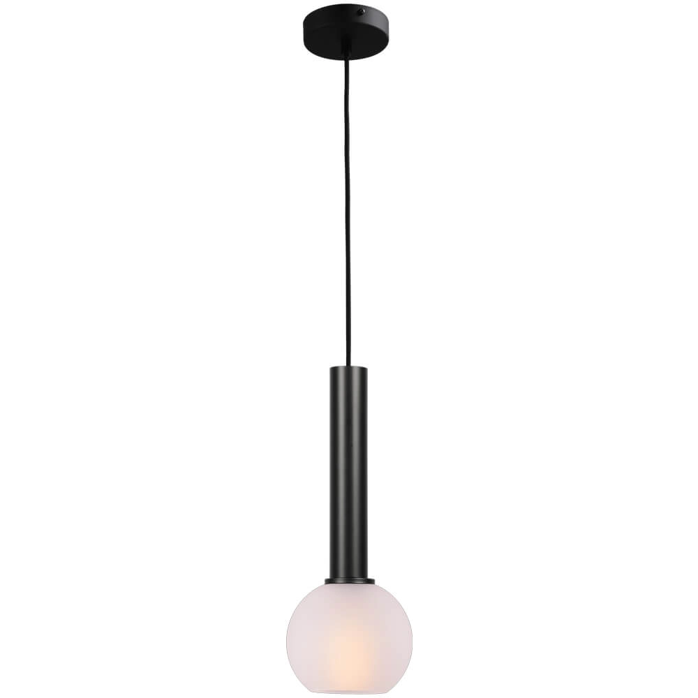 Hanglamp Ø 15cm Bella 2 Zwart met mat wit glas