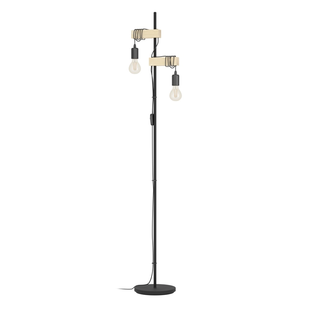 Vloerlamp Townshend houtlook - 2x E27