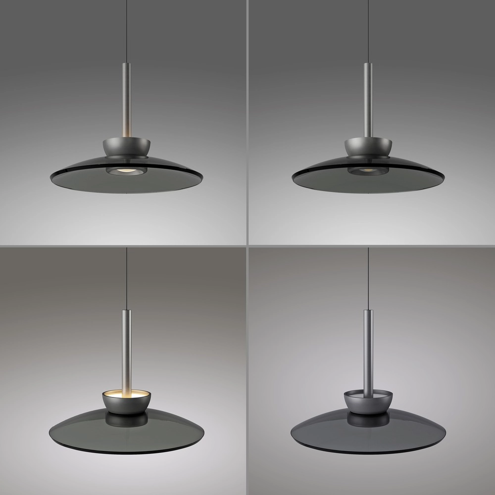 3L eettafel hanglamp Pure Moon platin met smoke glas Paul Neuhaus 4012248386309