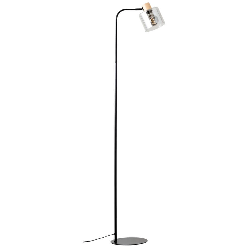 Staande lamp Weald zwart met hout Brilliant 4004353419270