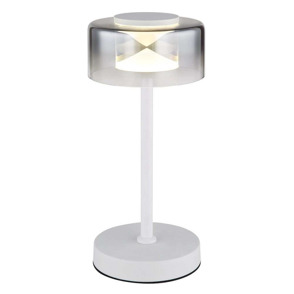 Design tafellamp Belinda wit met smoke glas