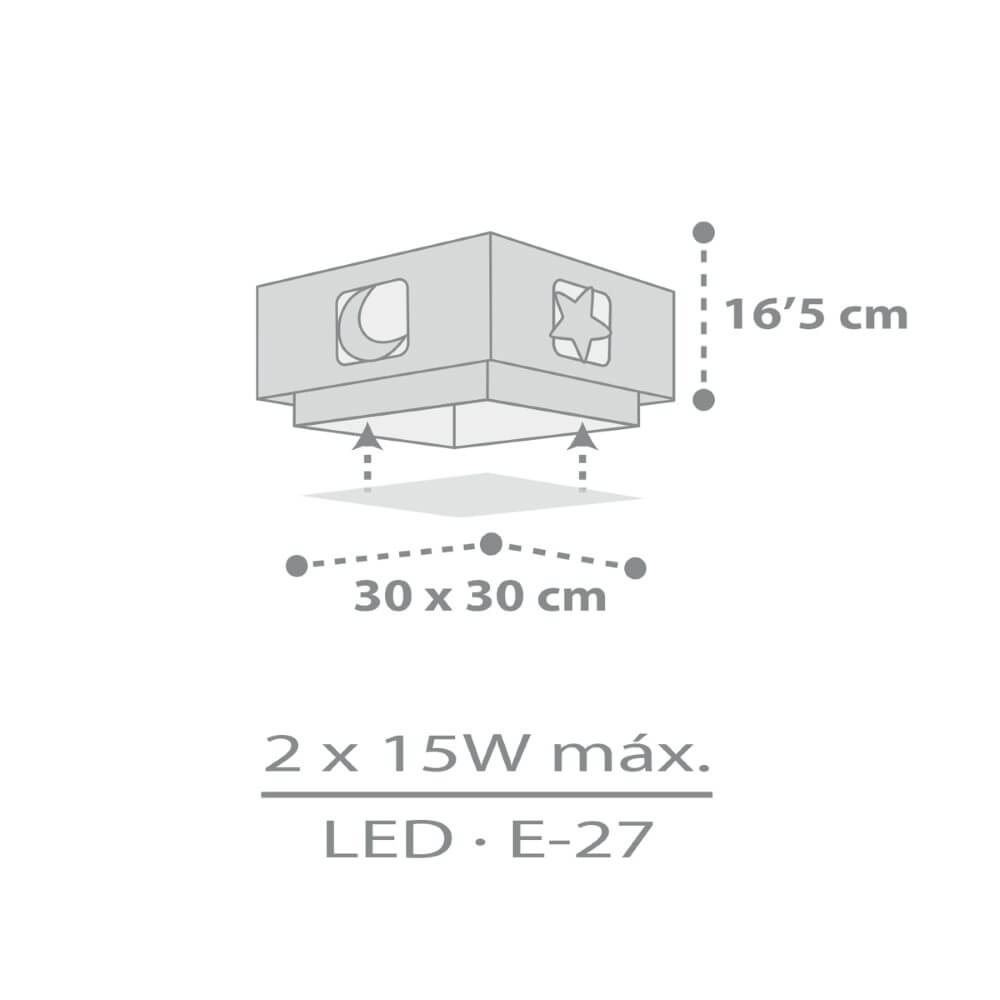Vierkante plafondlamp Moonlight grijs Dalber 8420406003290