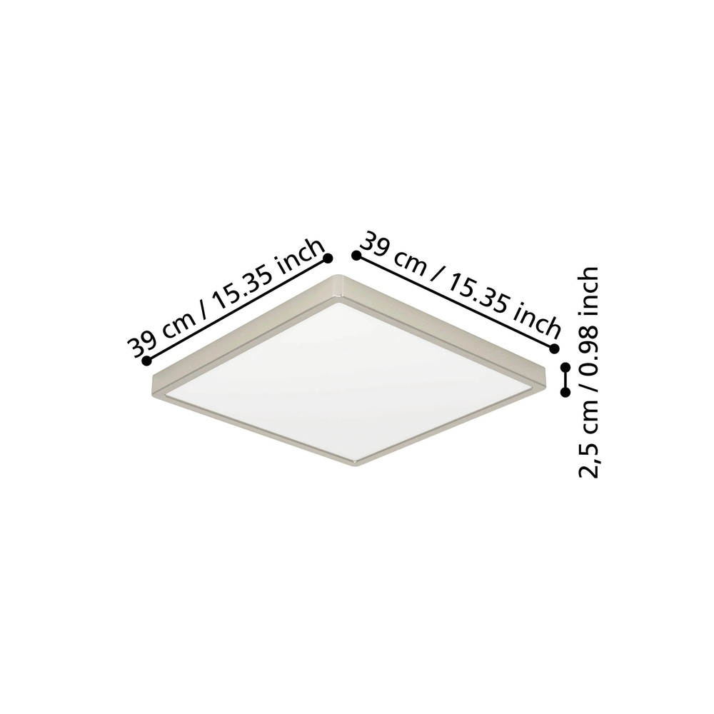Led plafonnière Fueva 6 vierkant - rvs - 39x39cm Eglo 9008606330294