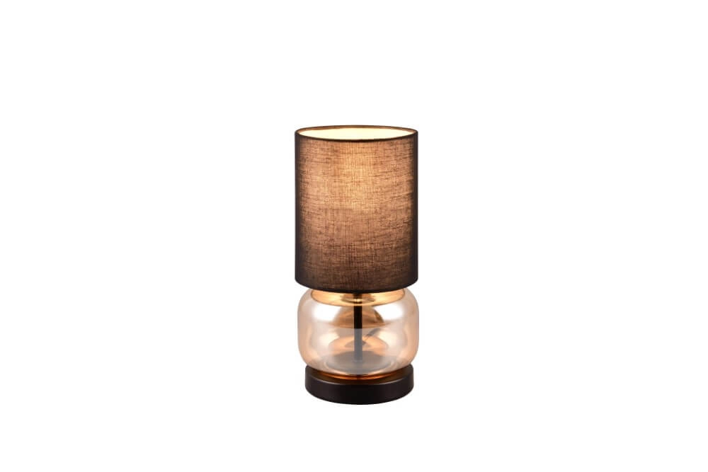 Zwarte tafellamp Elio met amber glas