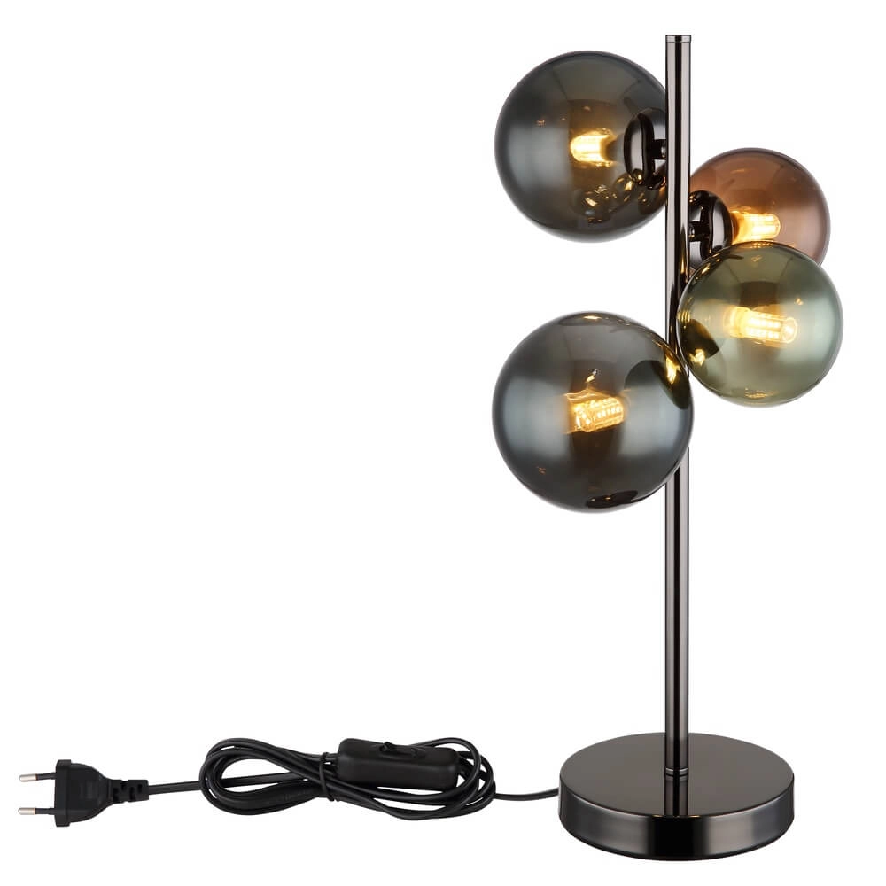Zwarte tafellamp Riha gekleurd glas 4-lichts Globo 9007371456109