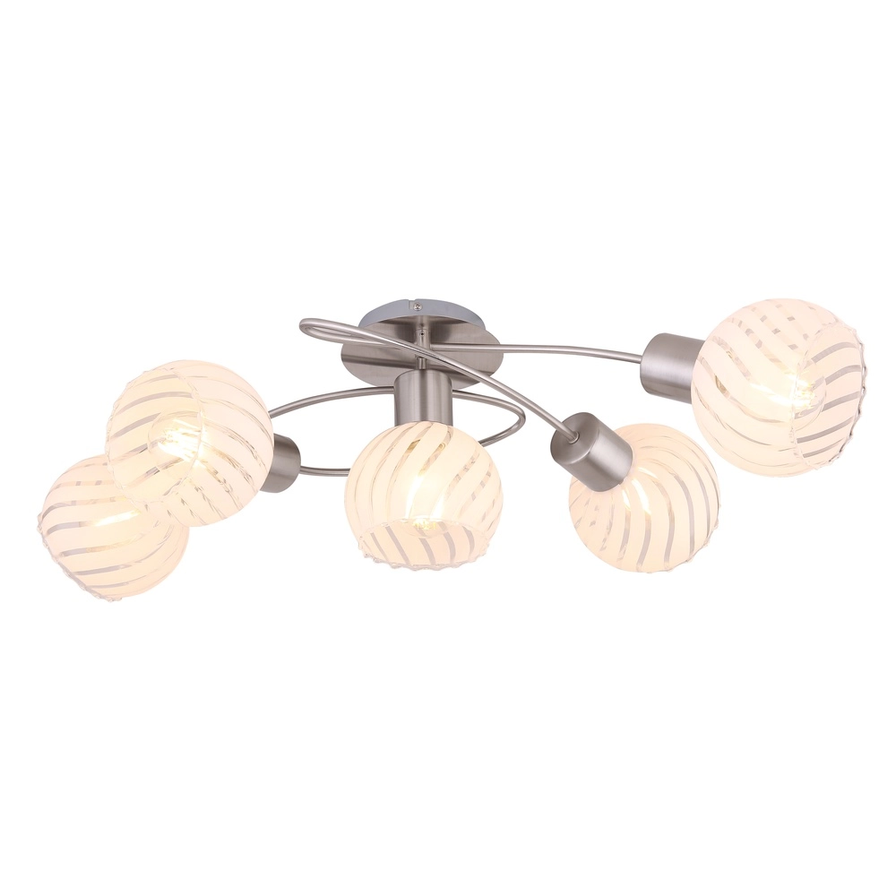 Plafondlamp Willy nikkel 5-lichts