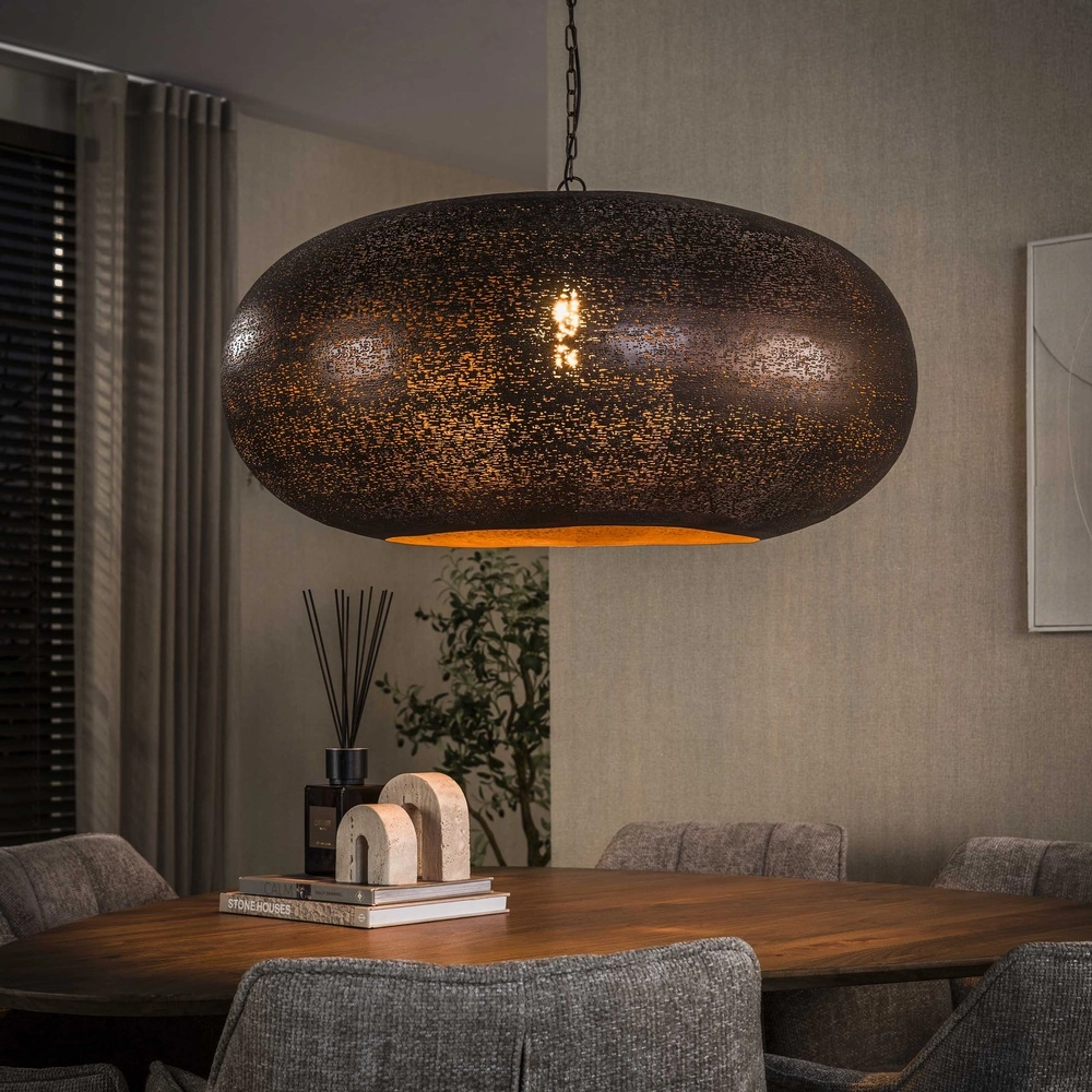 Landelijke hanglamp Cielo antiek koper Ø 90cm