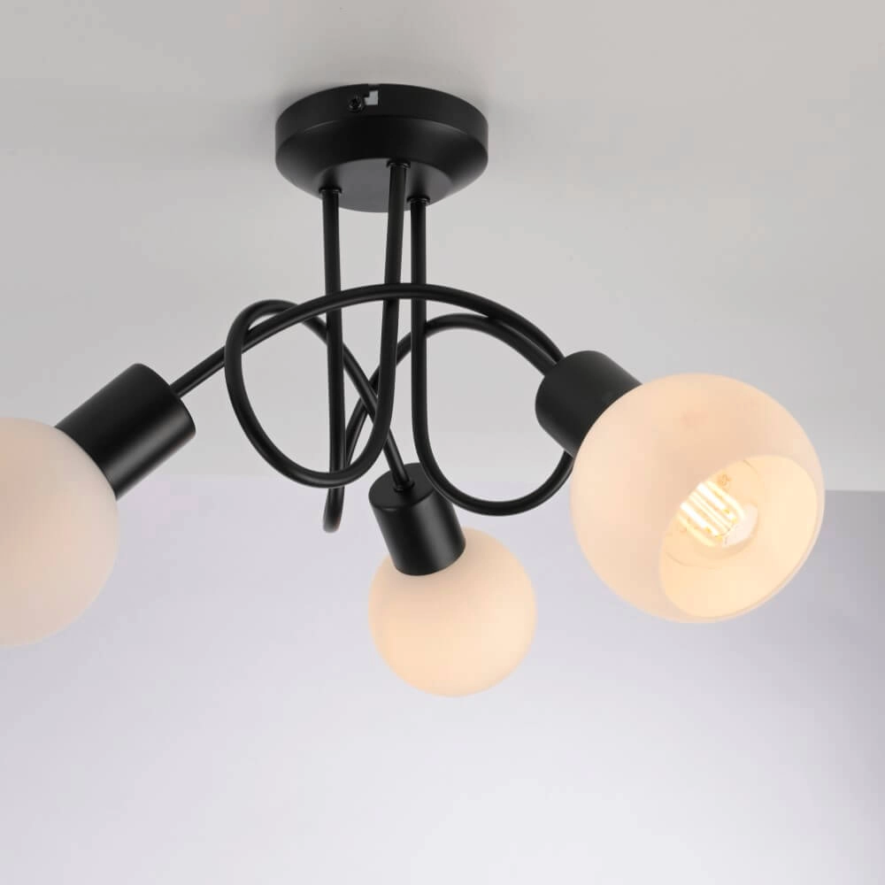 Zwarte plafondlamp Loki 3-lichts krul Just Light 4043689000783