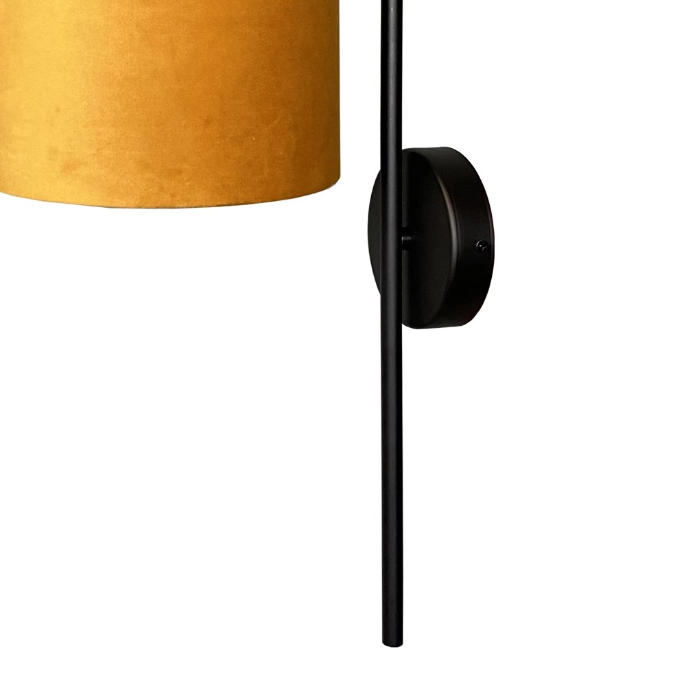 Zwarte wandlamp Venus met okergele lampenkap Masterlight 8718121251226