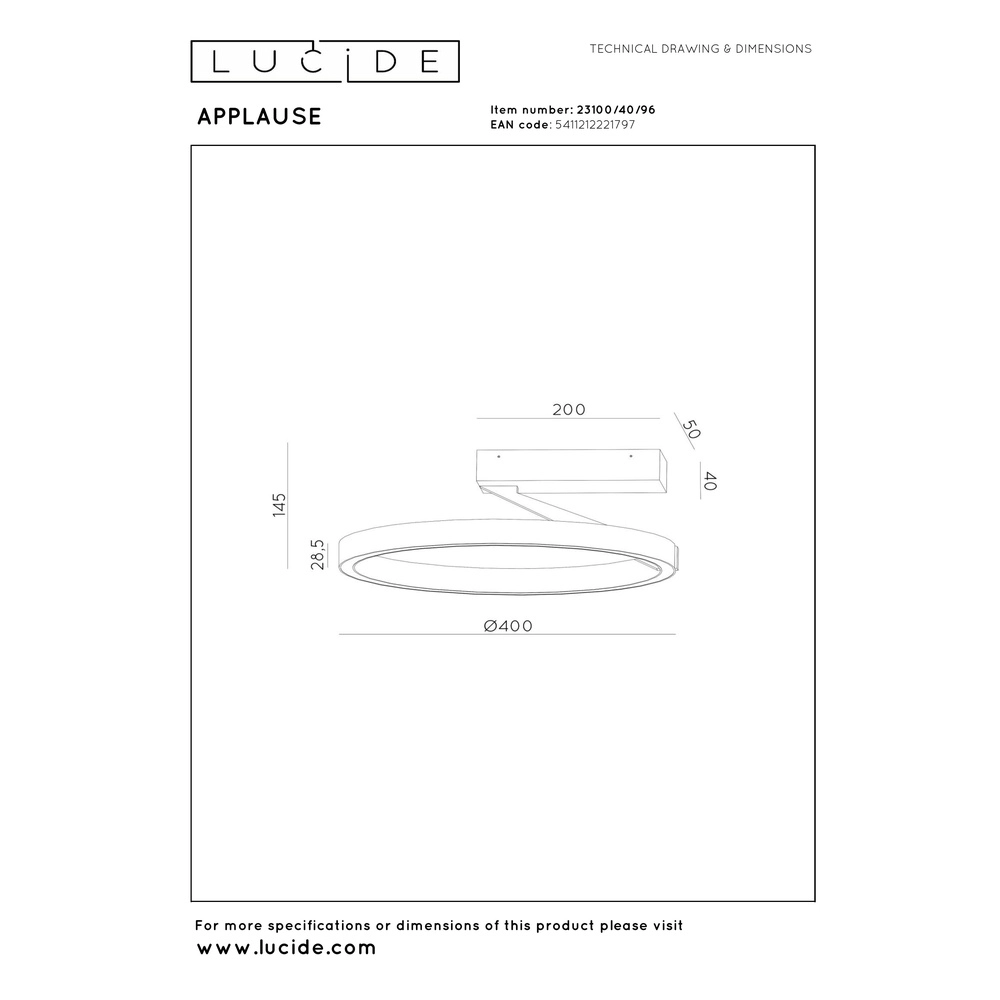 Design plafondlamp Applause Ø 40cm - koffie bruin - met afstandsbediening Premium by Lucide 5411212221797