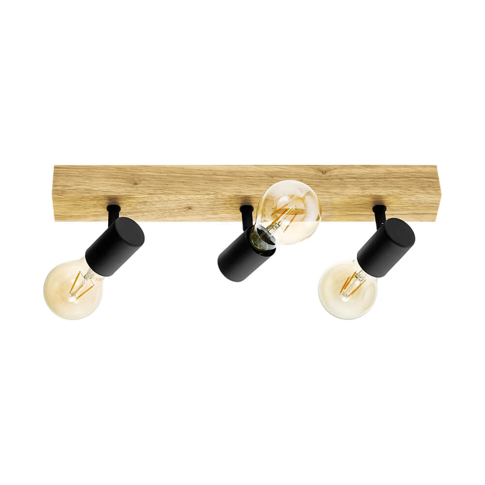 Spot Townshend 3 3-lichts zwart met hout
