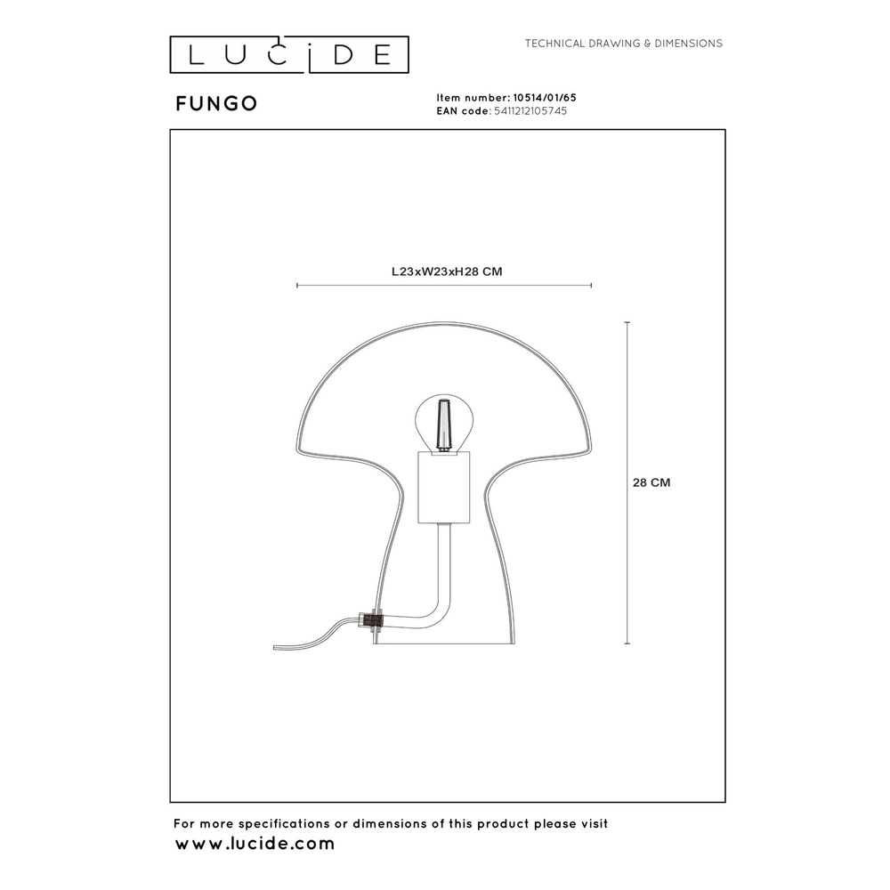 Tafellampje Fungo smoked Lucide 5411212105745