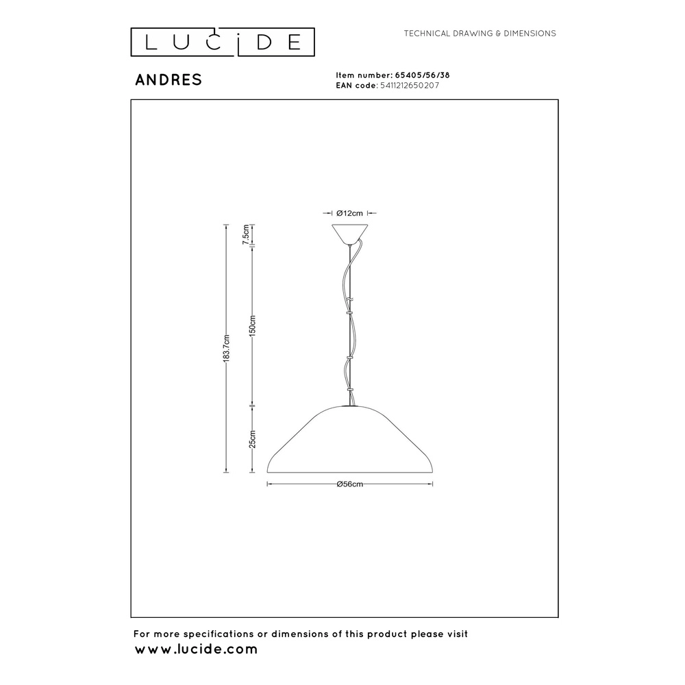 Hanglamp Andres crème Ø 56cm Lucide Vibes 5411212650207