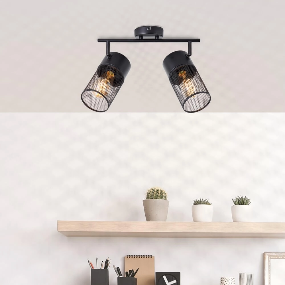 Zwarte plafondlamp Kamolo 2x E27 Brilliant 4004353409400