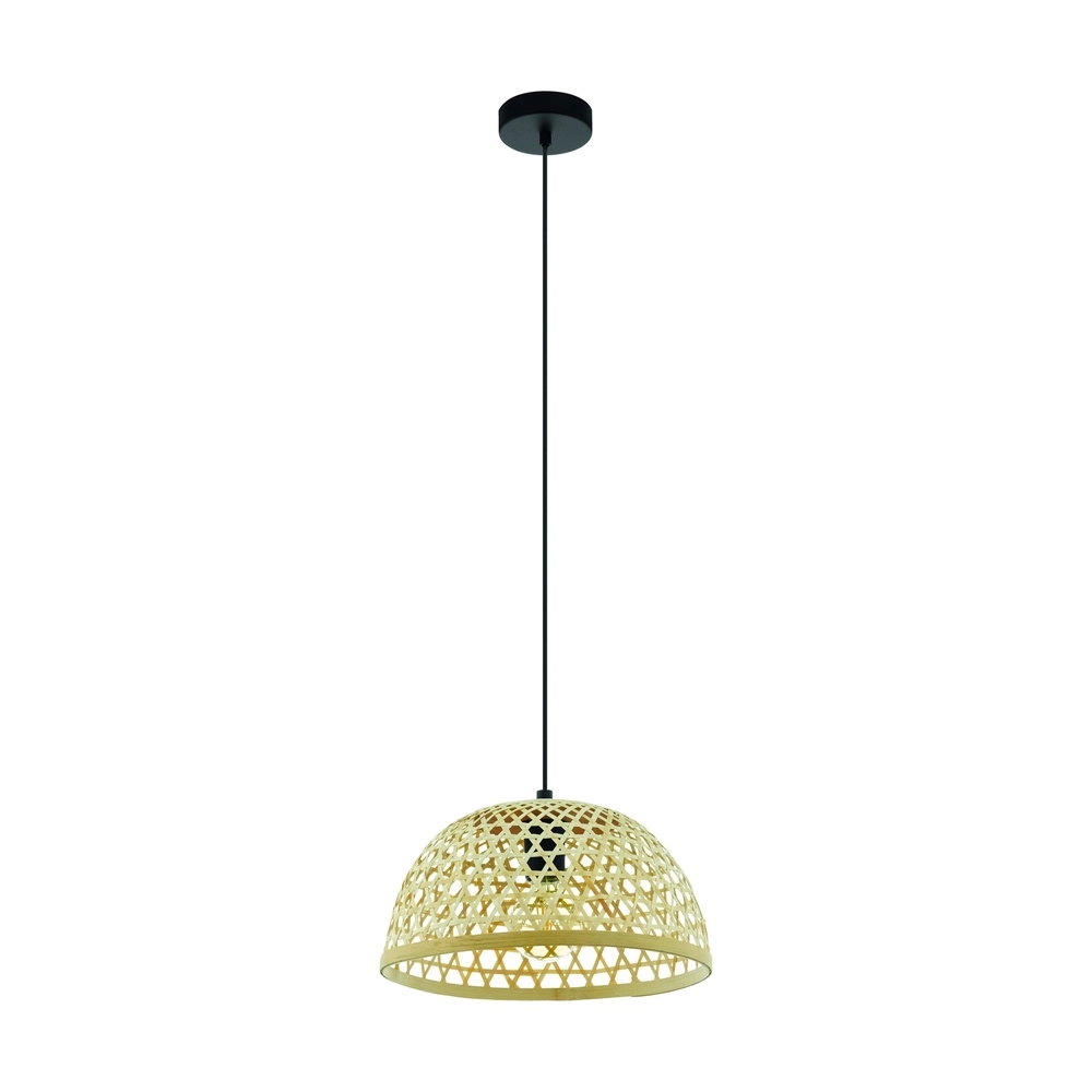 Hanglamp Claverdon zwart met rotan