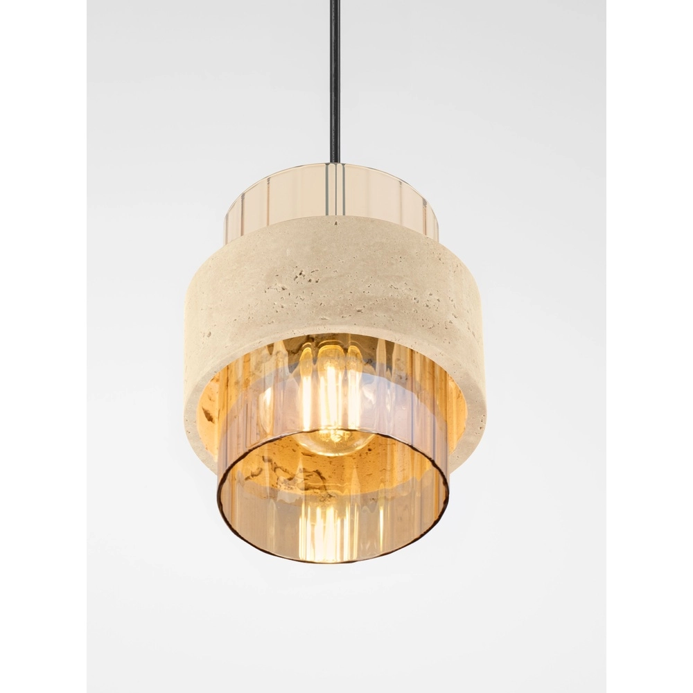 Moderne hanglamp Melony amber glas met zand bruin Lyora 5212063501249