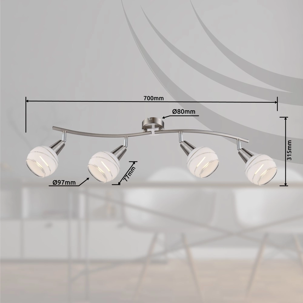 Plafondlamp Elliott 4-lichts nikkel Globo 9007371255320