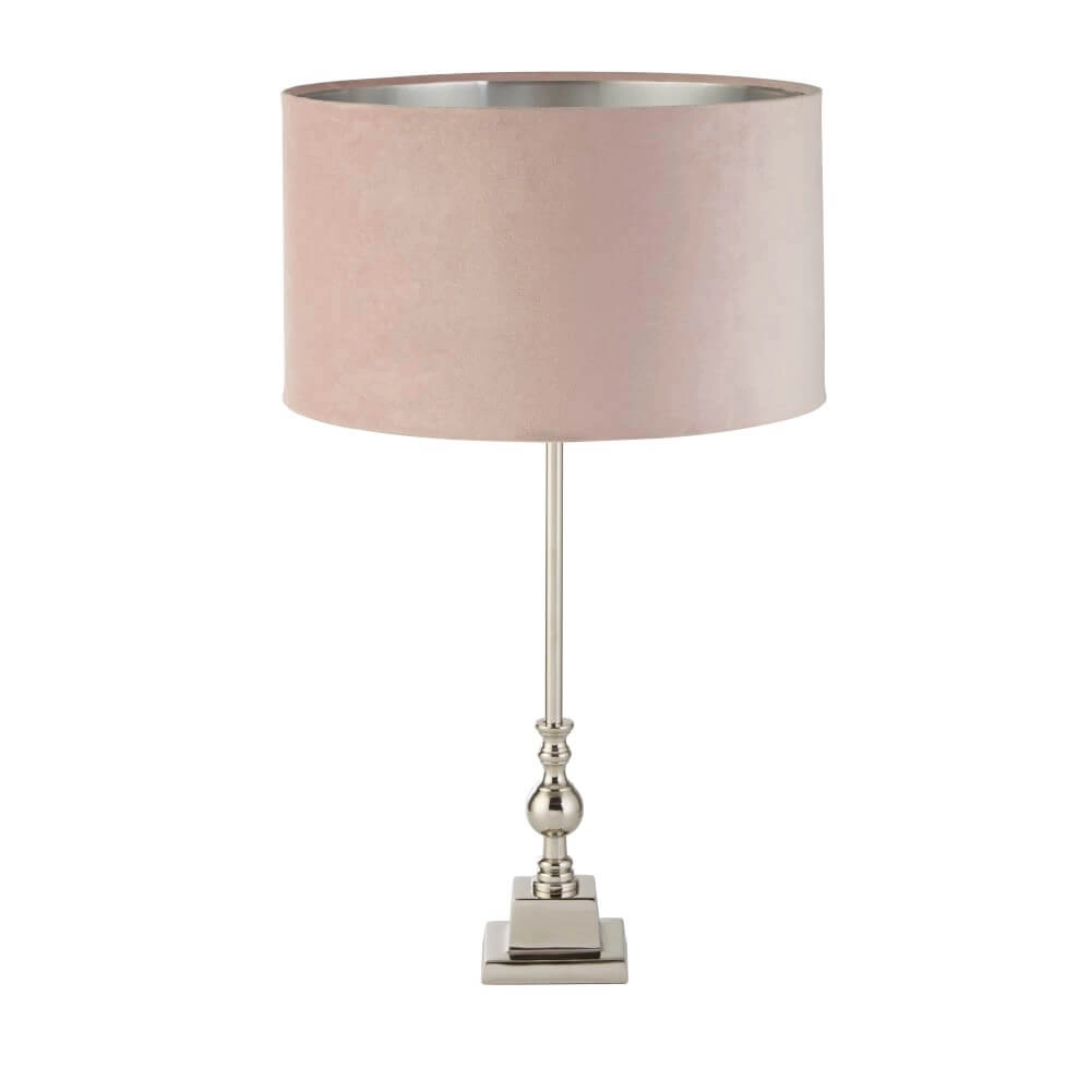 Tafellamp chroom Whitby met roze kap