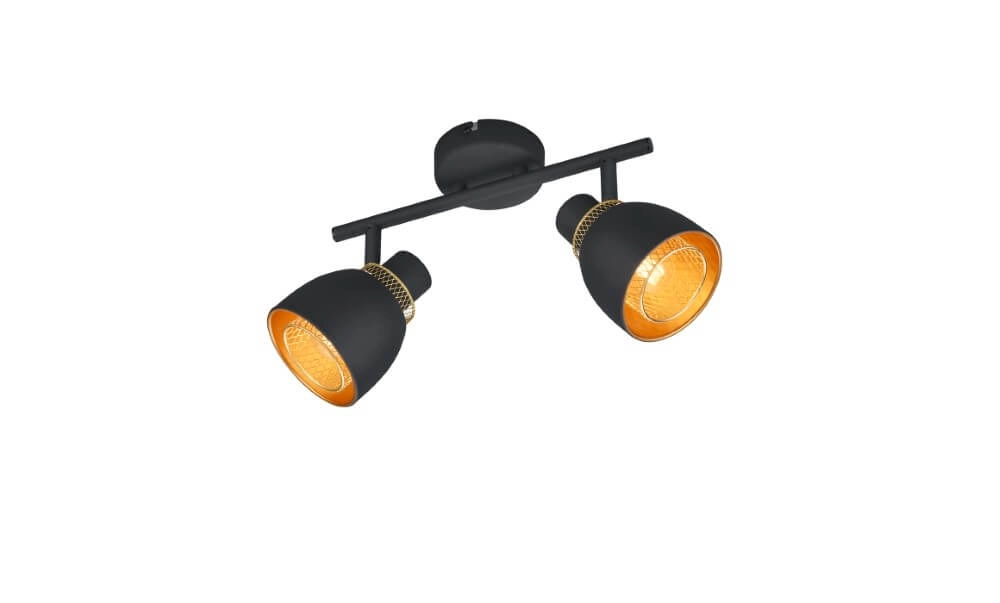 Zwarte plafondlamp Punch 2-lichts