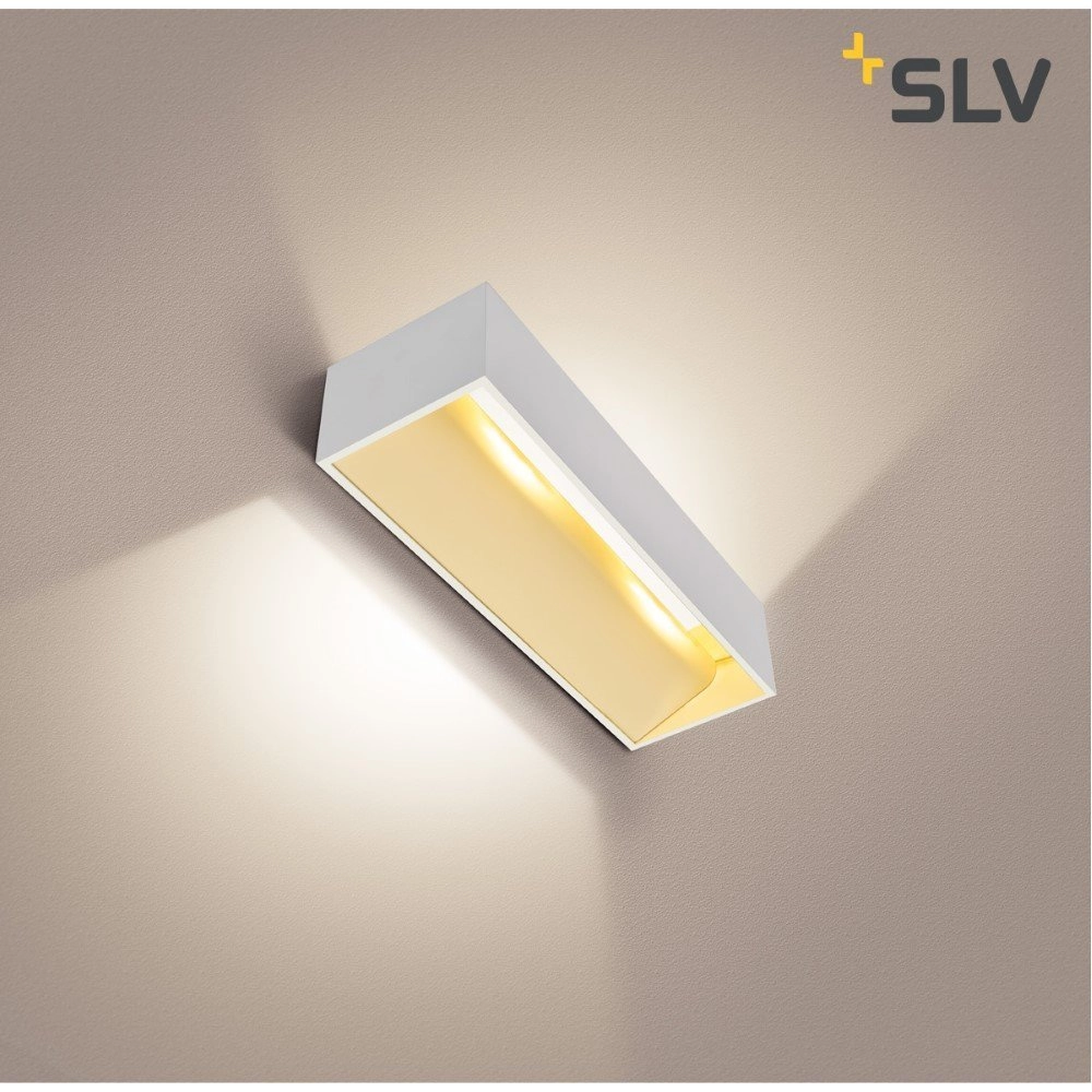 Witte wandspot Logs In L met led SLV 4024163231237