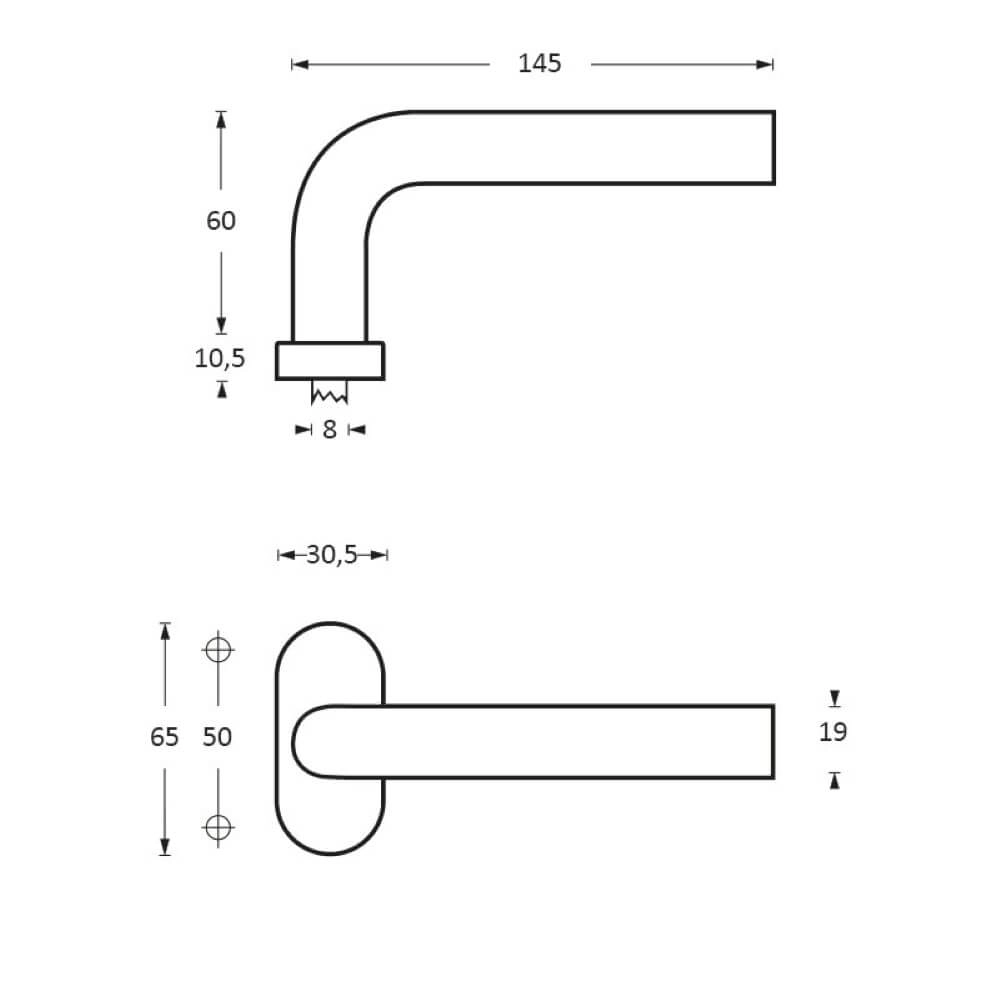 Deurklink Verkropt ovaal rozet RVS Intersteel 8714186093436