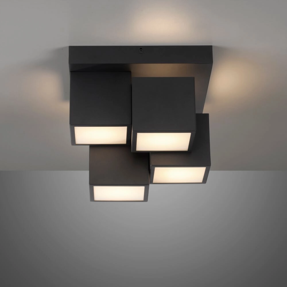 Zwarte plafondlamp Tetris zwart Just Light 4043689004538