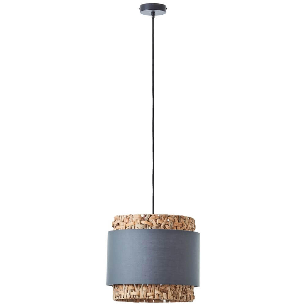 Hanglamp Waterlilly rotan met grijze stof Brilliant 4004353411878