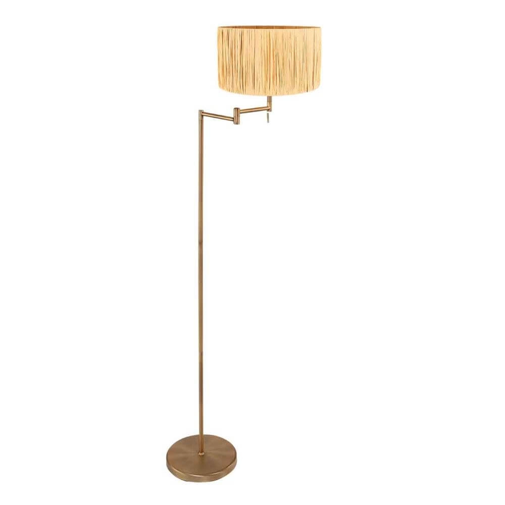 Vloerlamp Bella brons met strokleurige kap
