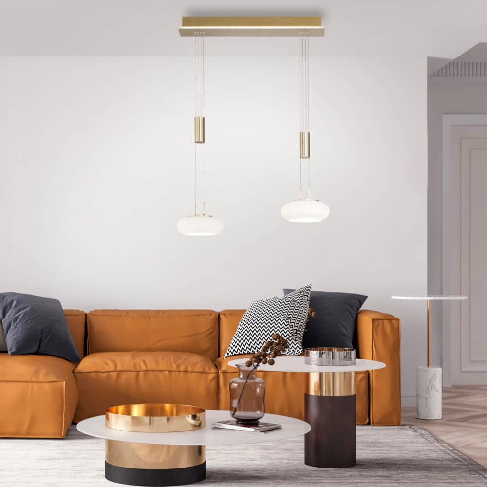 2-lichts hanglamp Q-Etienne messing Paul Neuhaus 4012248350416