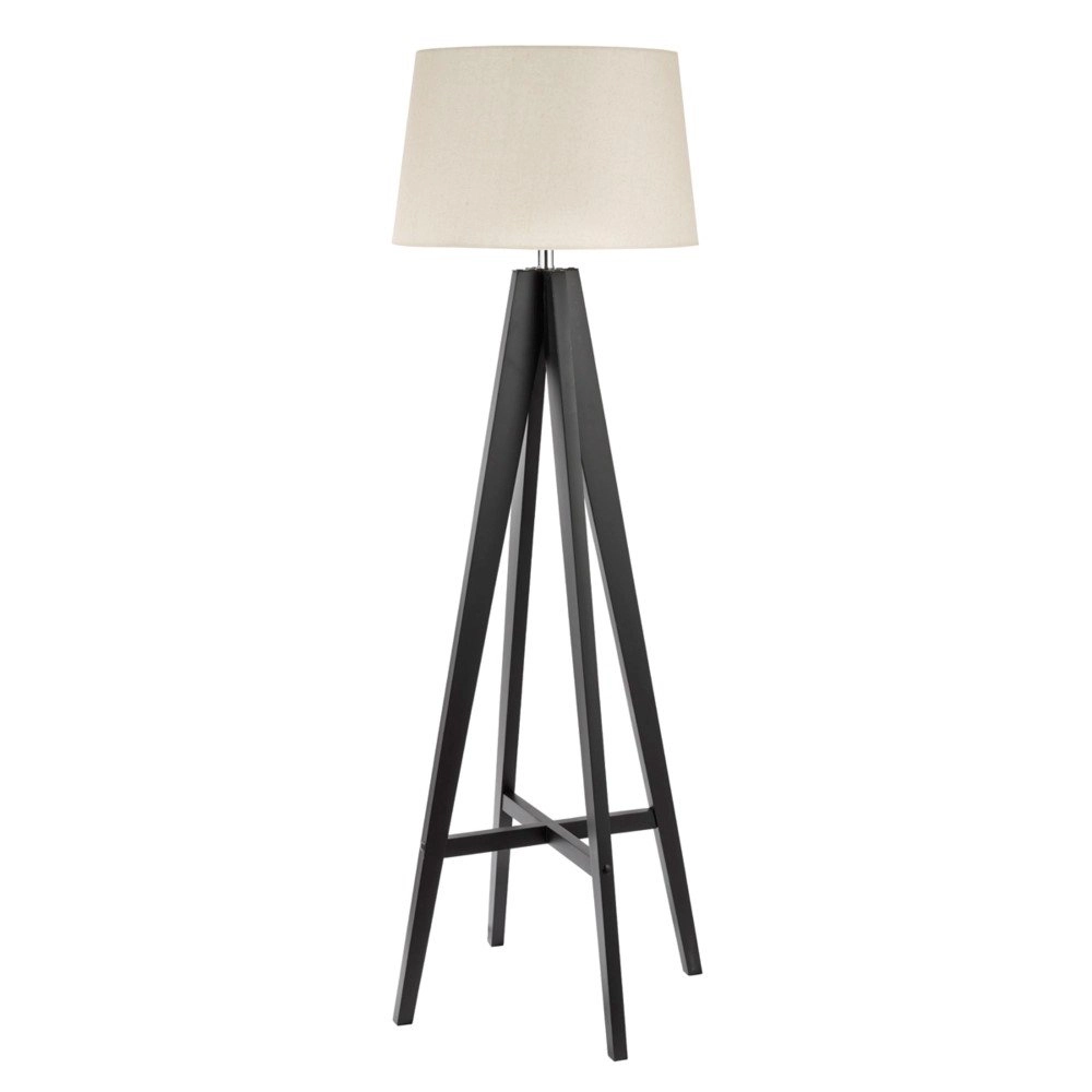 Landelijke vloerlamp Easel 148cm zwart met taupe