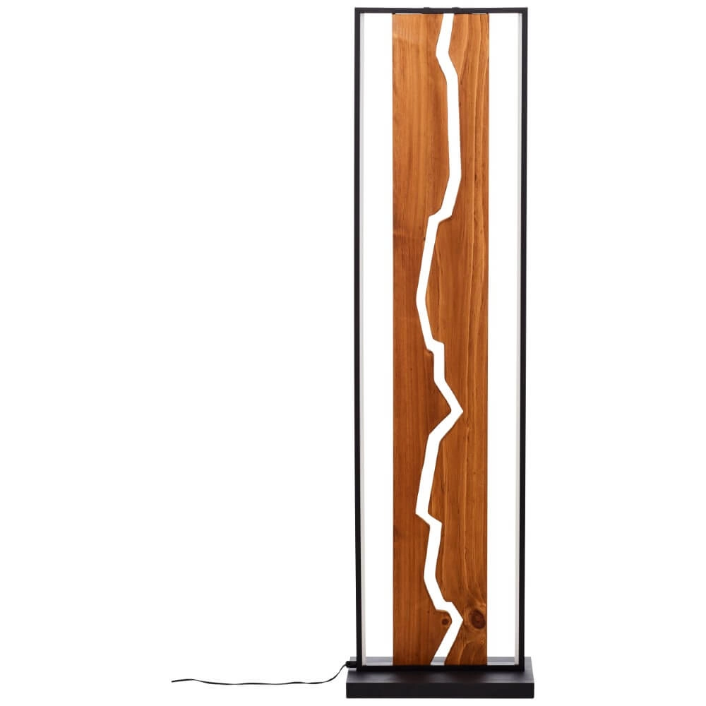 Design vloerlamp Thunder zwart met hout Brilliant 4004353435249