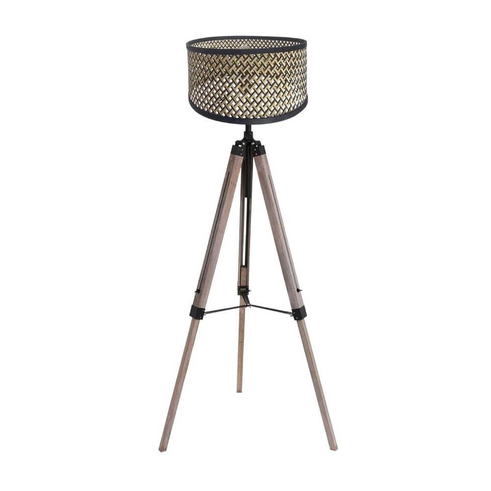 Tripod vloerlamp Triek met bamboe kap