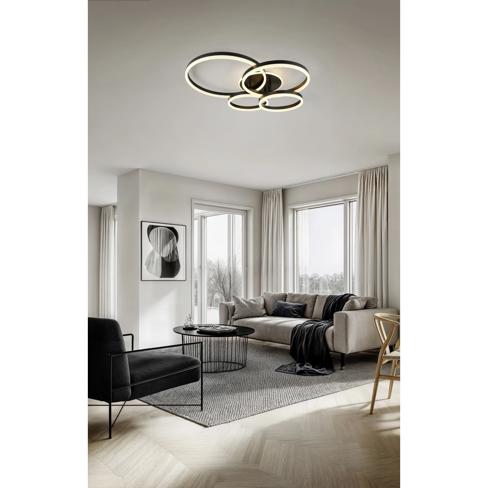 Plafondlamp Drake zwart modern Trio 4017807657807