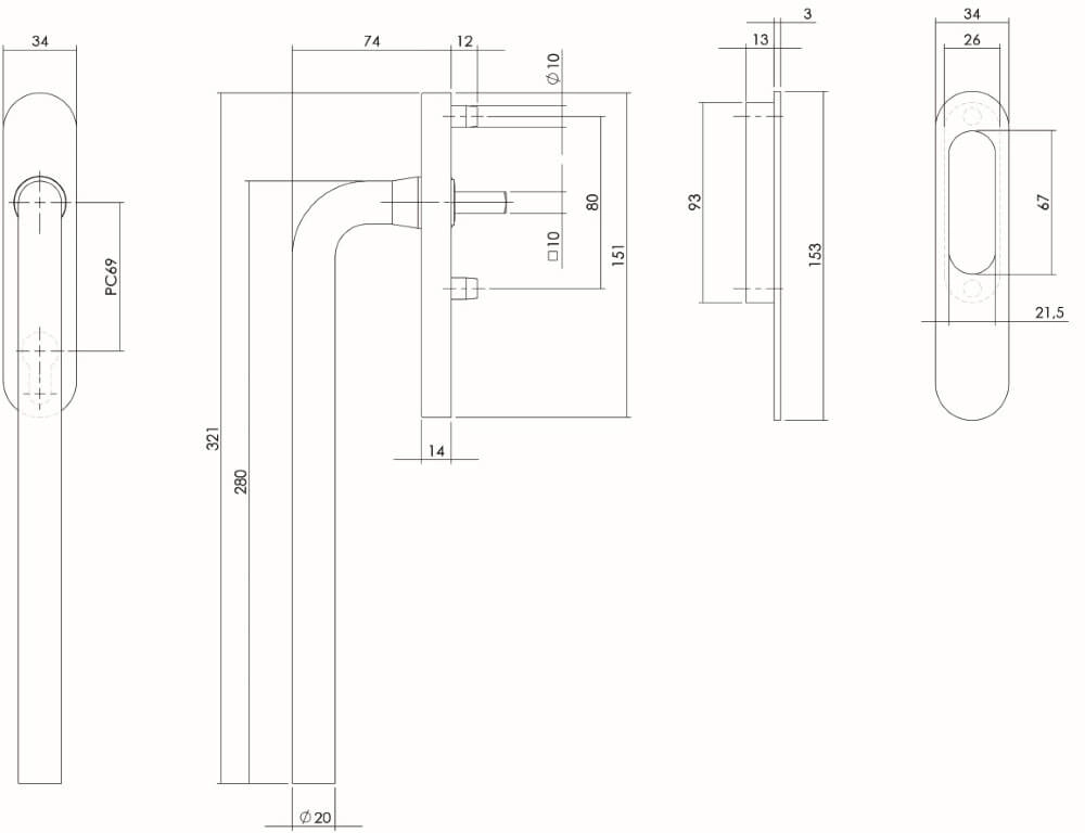 Schuifdeurbeslag Slydo RVS met profielcilinder Intersteel 8714186083932