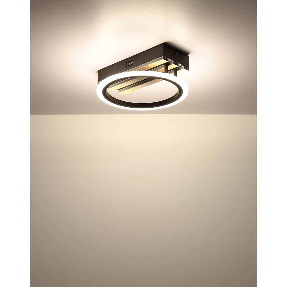 Plafondlamp Blevins zwart met hout Globo 9007371569168