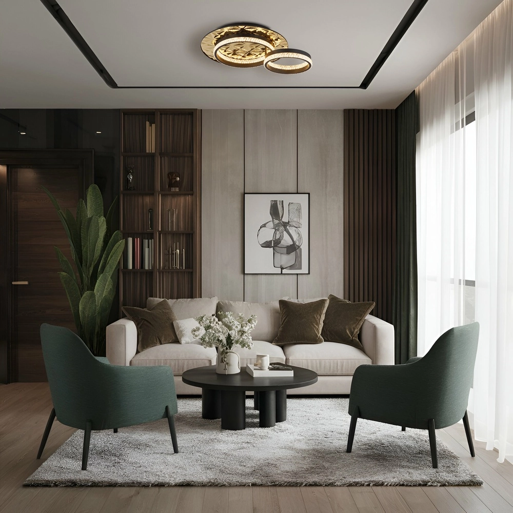 Design plafondlamp Della Ii zwart met goud Globo 9007371575190