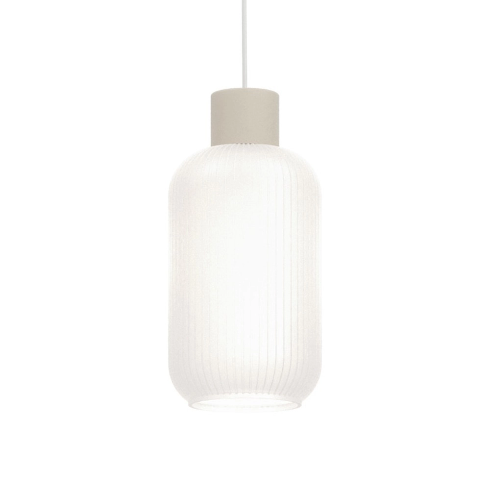 Design hanglamp Dasmina zand bruin met wit Ø 13cm
