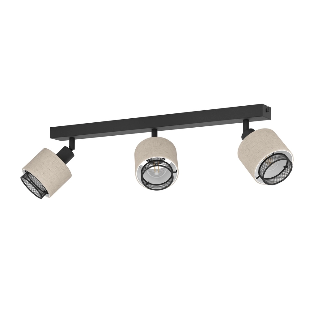 Japandi plafondlamp Rosley 3L - zwart met crème