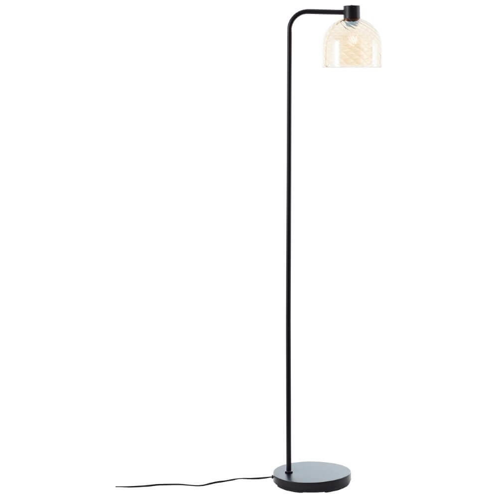 Vloerlamp Casto zwart met amber glas Brilliant 4004353446849